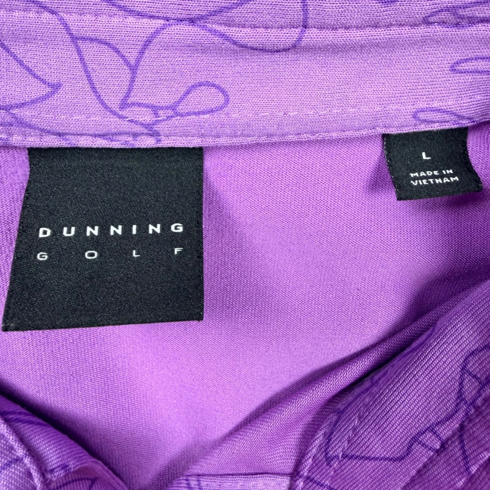 Dunning Golf Polo Shirt Mens Large Purple Excellent Floral Performance - Picture 8 of 11